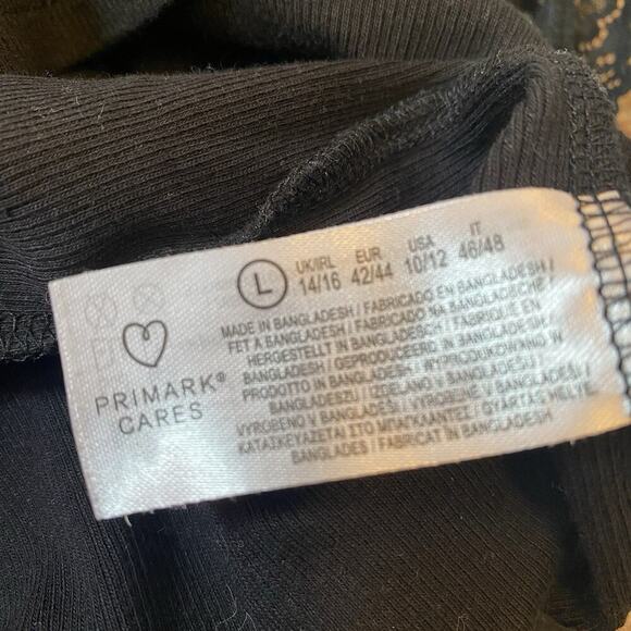 Primark Cami TankTop Black Lace Trim Women L Stretch Ripped Goth - Picture 3 of 8